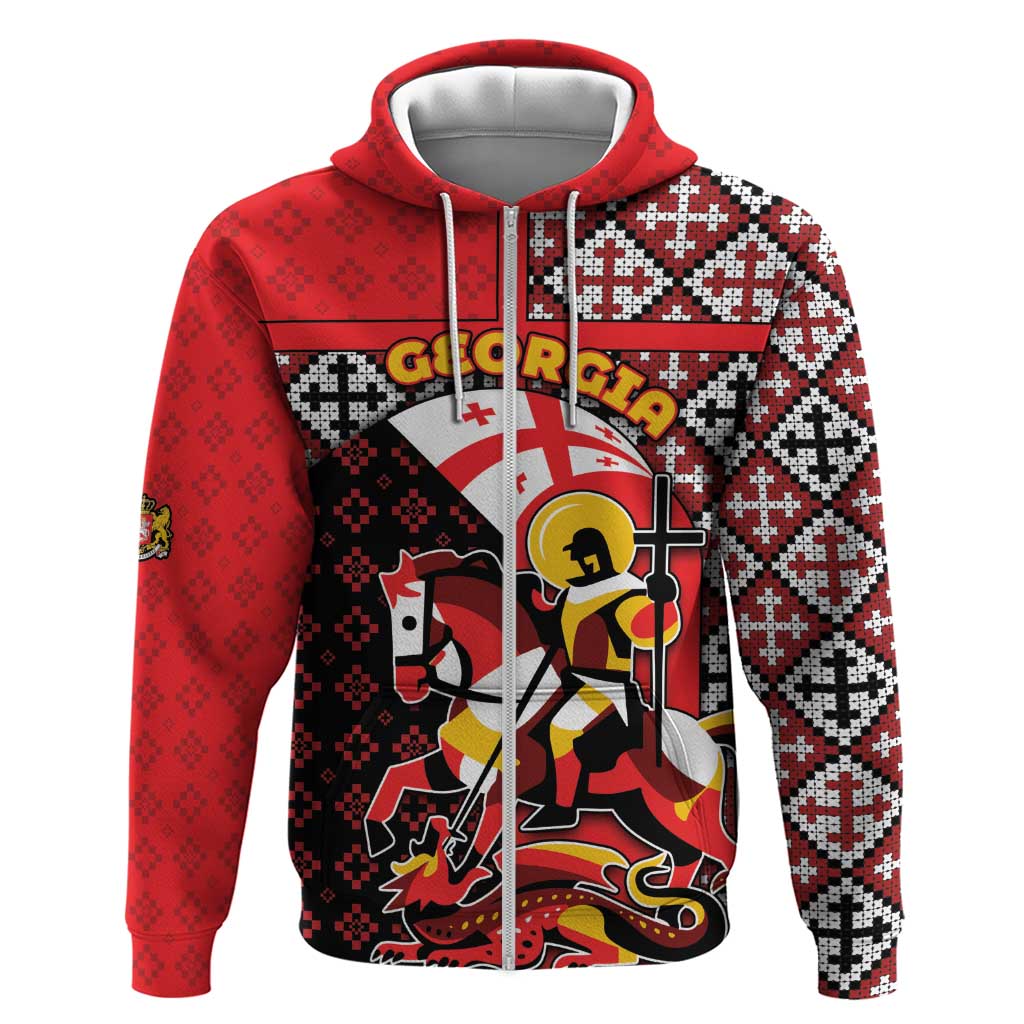 Personalized Georgia Hoodie Saint George Dragon Slayer Folk Pattern