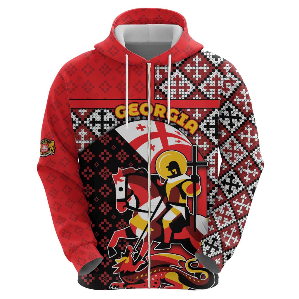 Personalized Georgia Hoodie Saint George Dragon Slayer Folk Pattern