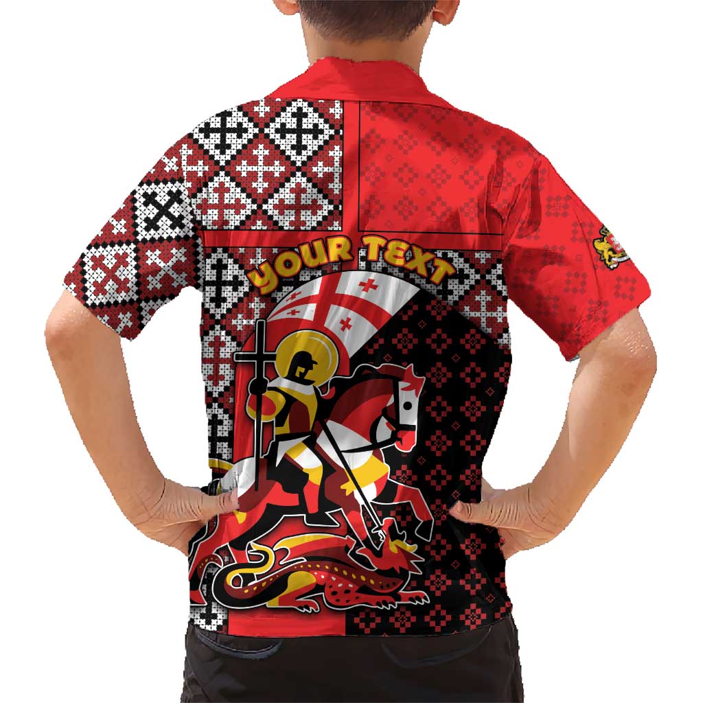 Personalized Georgia Kid Hawaiian Shirt Saint George Dragon Slayer Folk Pattern