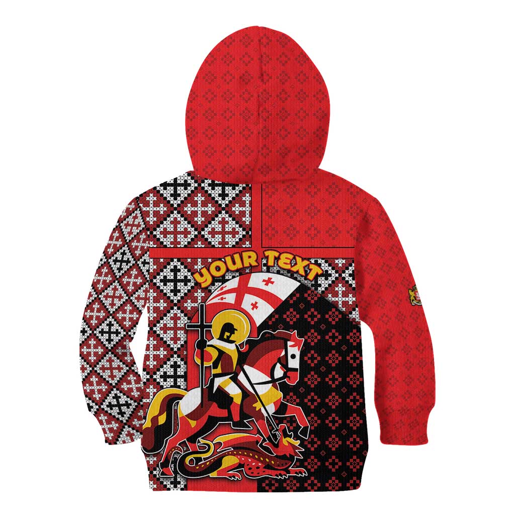 Personalized Georgia Kid Hoodie Saint George Dragon Slayer Folk Pattern