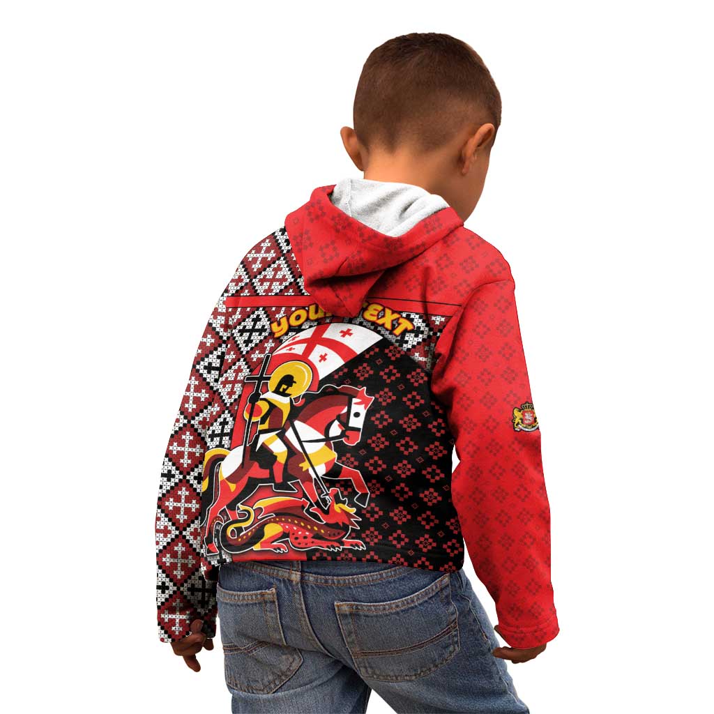 Personalized Georgia Kid Hoodie Saint George Dragon Slayer Folk Pattern