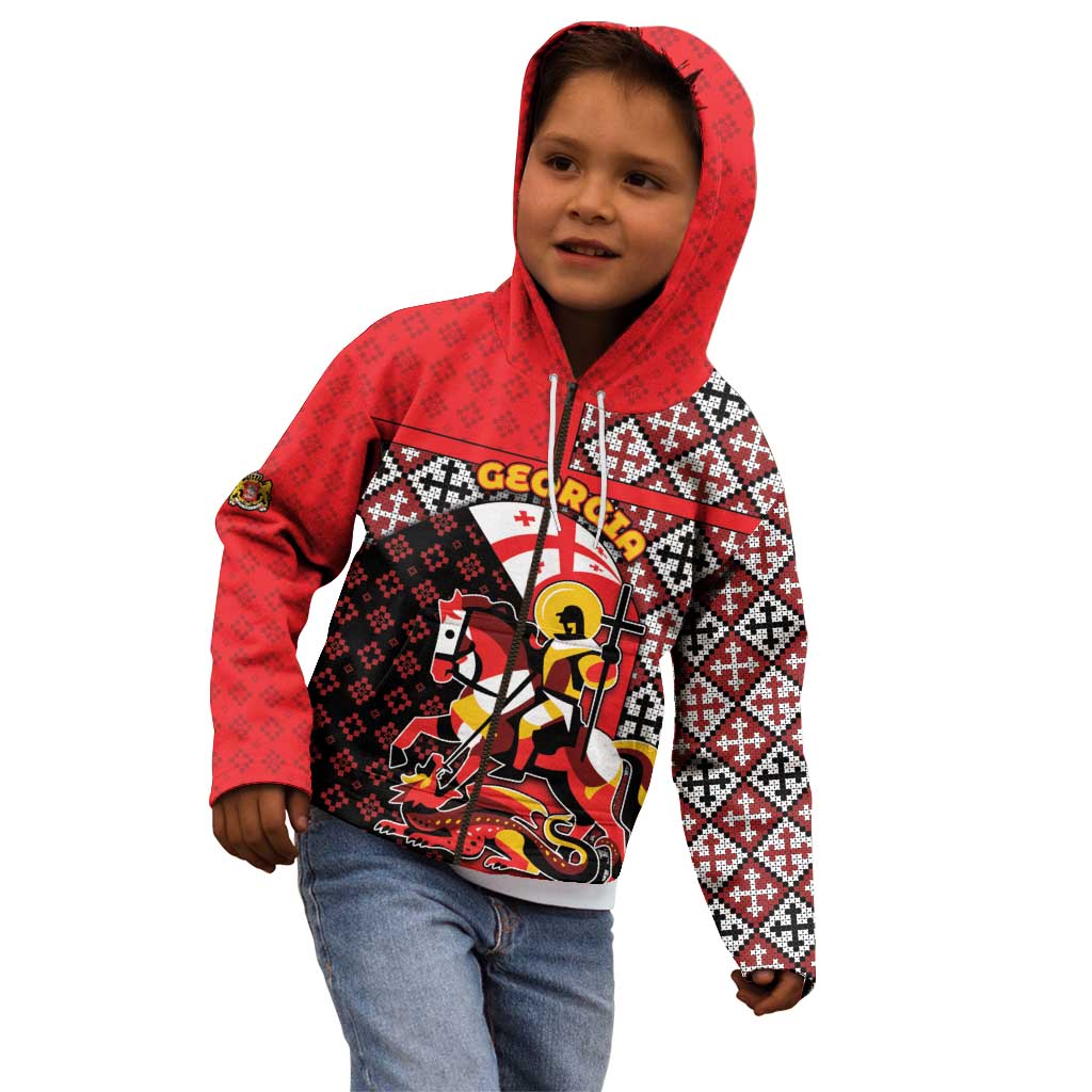 Personalized Georgia Kid Hoodie Saint George Dragon Slayer Folk Pattern