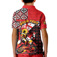 Personalized Georgia Kid Polo Shirt Saint George Dragon Slayer Folk Pattern