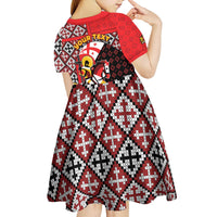 Personalized Georgia Kid Short Sleeve Dress Saint George Dragon Slayer Folk Pattern