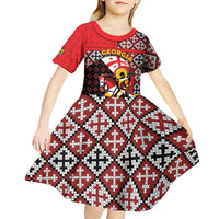 Personalized Georgia Kid Short Sleeve Dress Saint George Dragon Slayer Folk Pattern