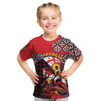 Personalized Georgia Kid T Shirt Saint George Dragon Slayer Folk Pattern