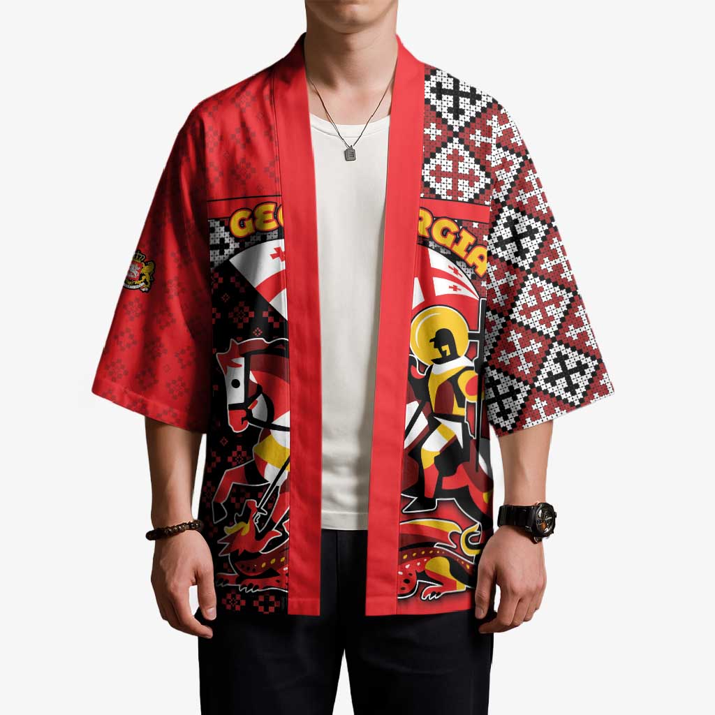 Personalized Georgia Kimono Saint George Dragon Slayer Folk Pattern