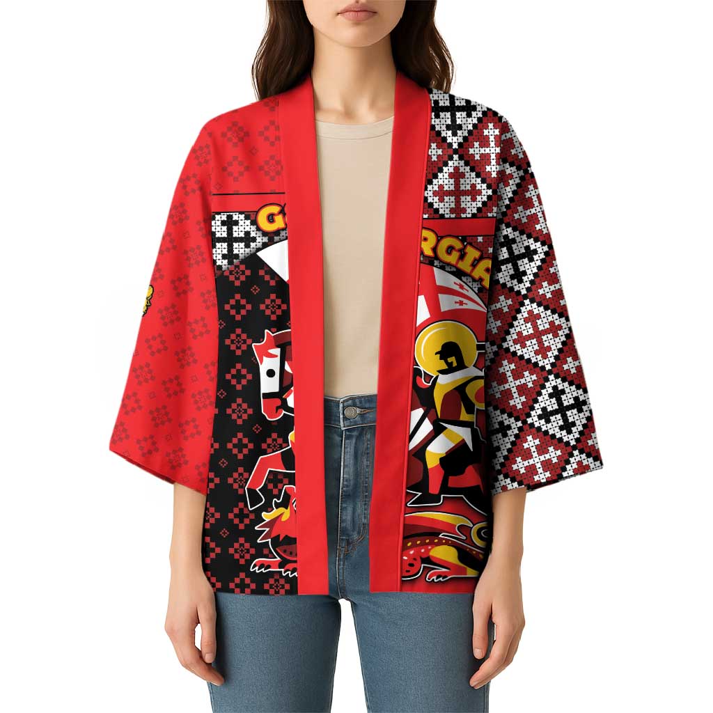 Personalized Georgia Kimono Saint George Dragon Slayer Folk Pattern