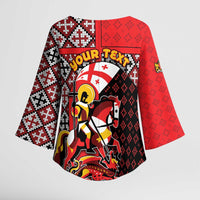Personalized Georgia Kimono Sleeve Blouse Saint George Dragon Slayer Folk Pattern