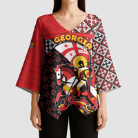 Personalized Georgia Kimono Sleeve Blouse Saint George Dragon Slayer Folk Pattern