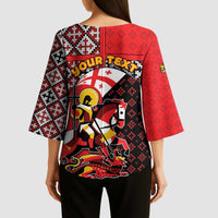 Personalized Georgia Kimono Sleeve Blouse Saint George Dragon Slayer Folk Pattern