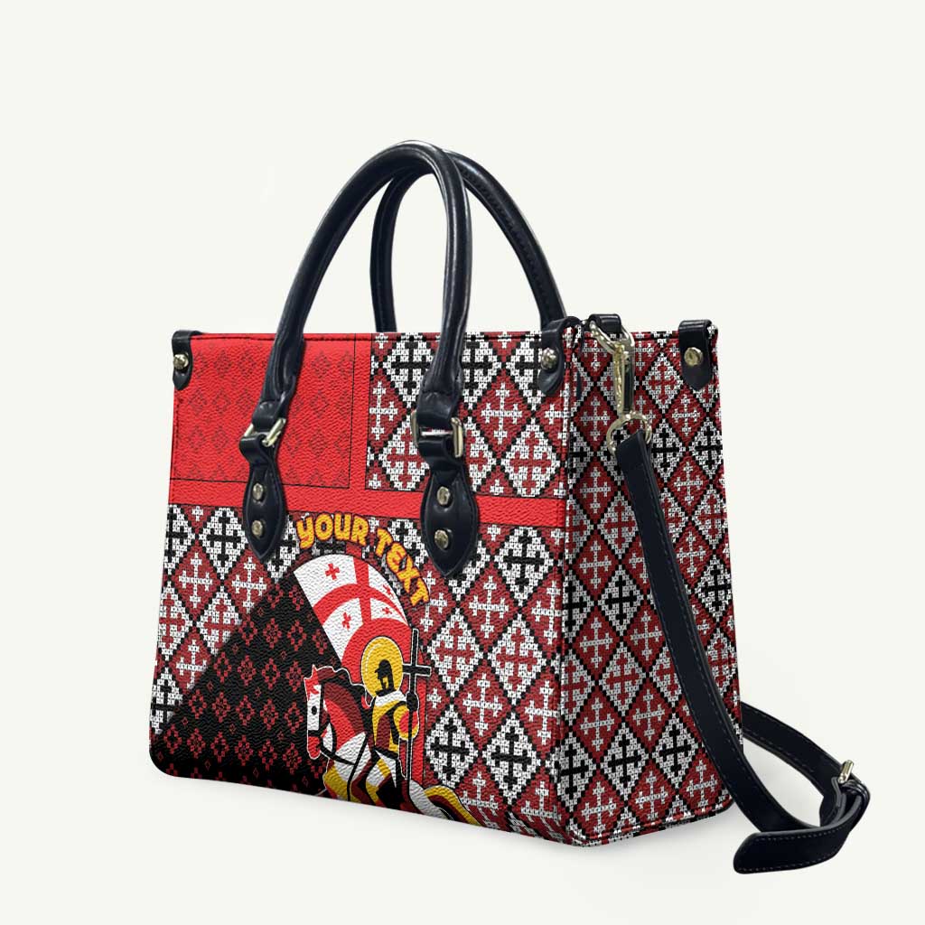 Personalized Georgia Leather Bag Saint George Dragon Slayer Folk Pattern