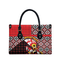 Personalized Georgia Leather Bag Saint George Dragon Slayer Folk Pattern
