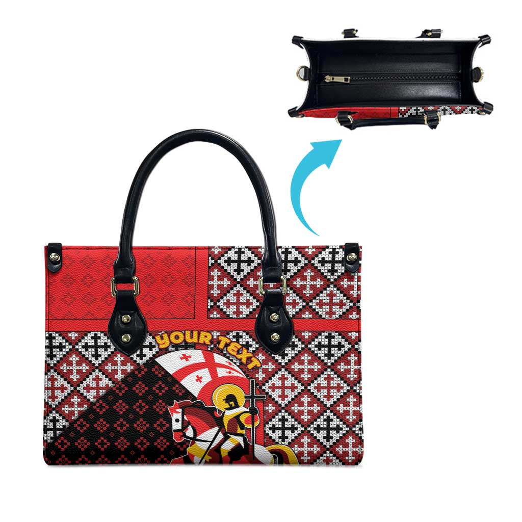 Personalized Georgia Leather Bag Saint George Dragon Slayer Folk Pattern
