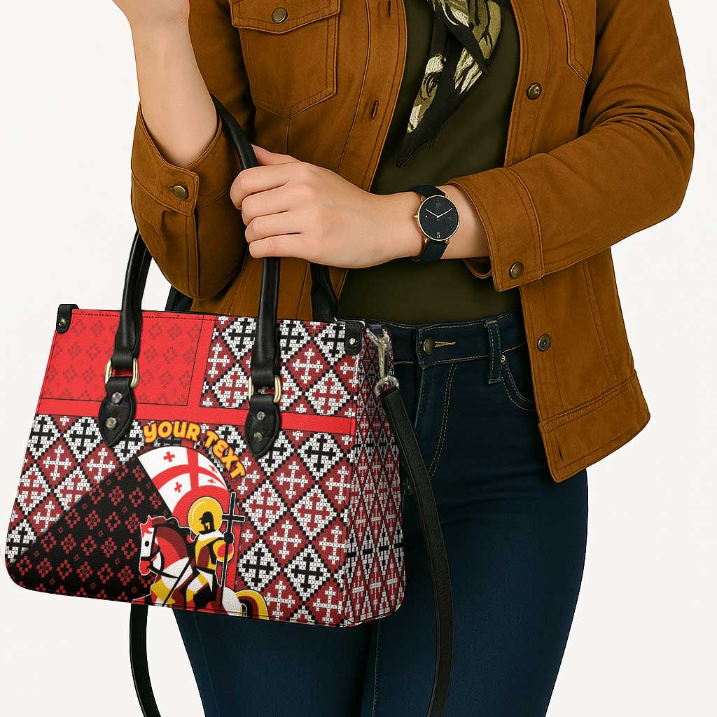 Personalized Georgia Leather Bag Saint George Dragon Slayer Folk Pattern