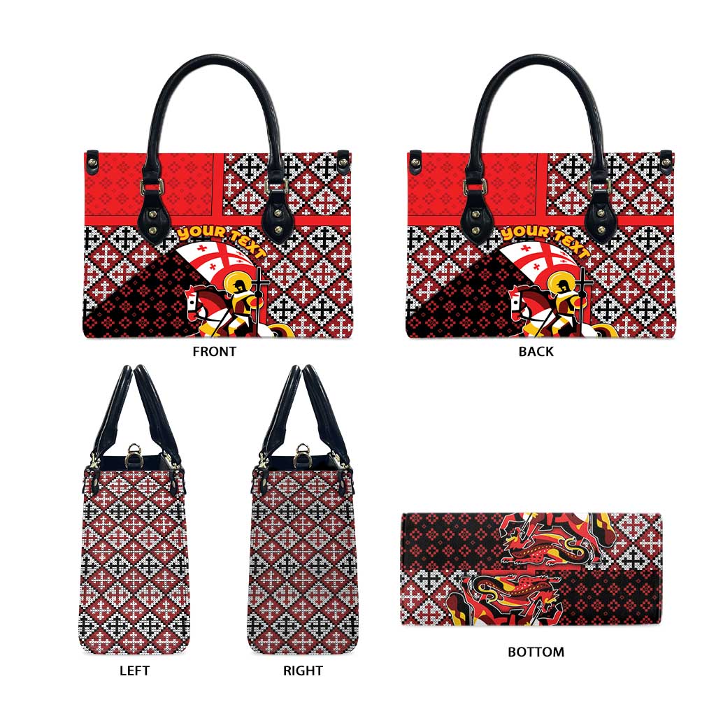 Personalized Georgia Leather Bag Saint George Dragon Slayer Folk Pattern