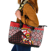 Personalized Georgia Leather Tote Bag Saint George Dragon Slayer Folk Pattern