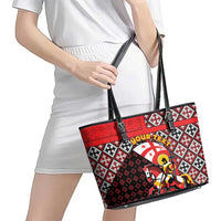 Personalized Georgia Leather Tote Bag Saint George Dragon Slayer Folk Pattern