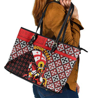 Personalized Georgia Leather Tote Bag Saint George Dragon Slayer Folk Pattern