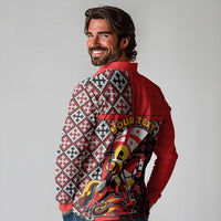 Personalized Georgia Long Sleeve Polo Shirt Saint George Dragon Slayer Folk Pattern