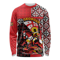 Personalized Georgia Long Sleeve Shirt Saint George Dragon Slayer Folk Pattern