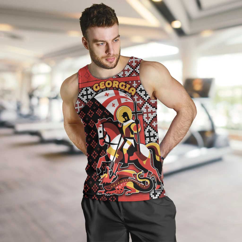 Personalized Georgia Men Tank Top Saint George Dragon Slayer Folk Pattern