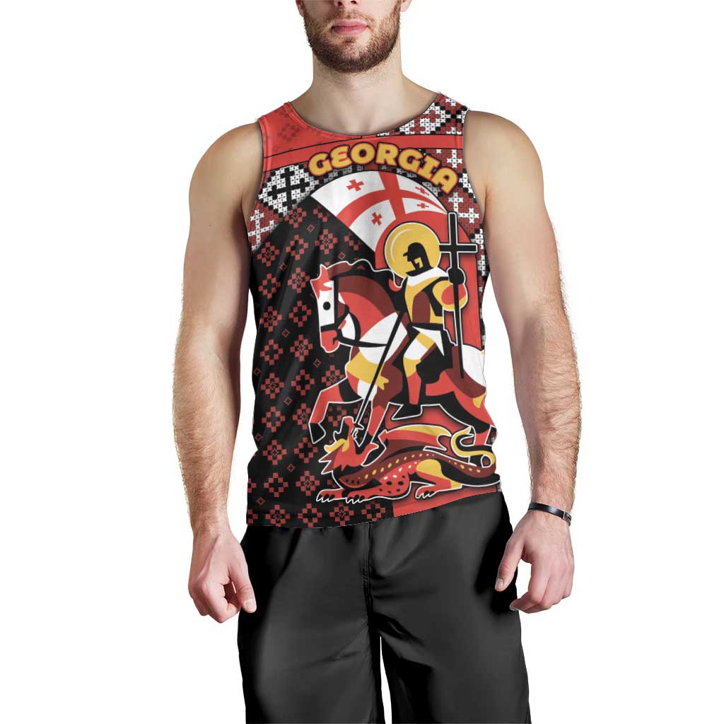Personalized Georgia Men Tank Top Saint George Dragon Slayer Folk Pattern