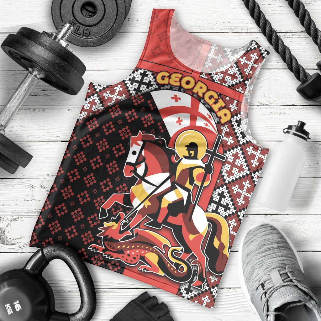 Personalized Georgia Men Tank Top Saint George Dragon Slayer Folk Pattern