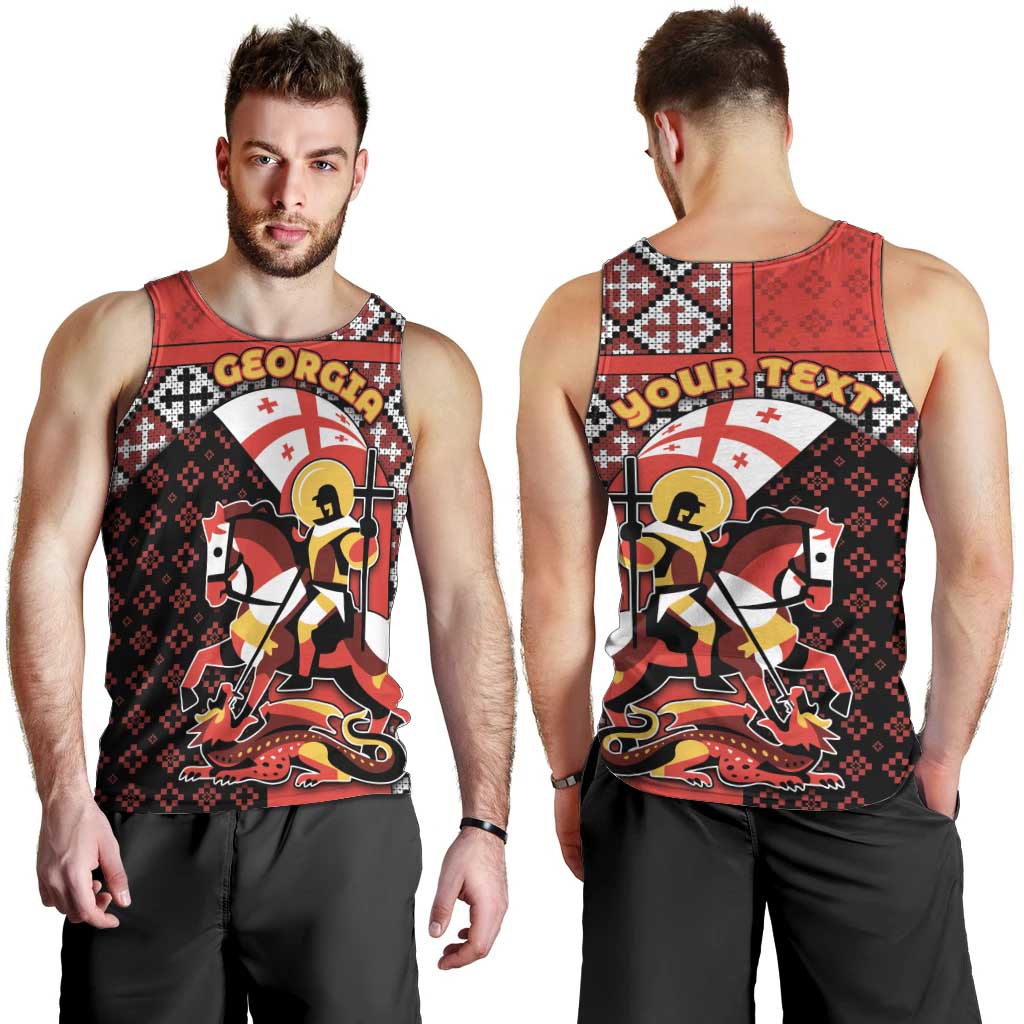 Personalized Georgia Men Tank Top Saint George Dragon Slayer Folk Pattern