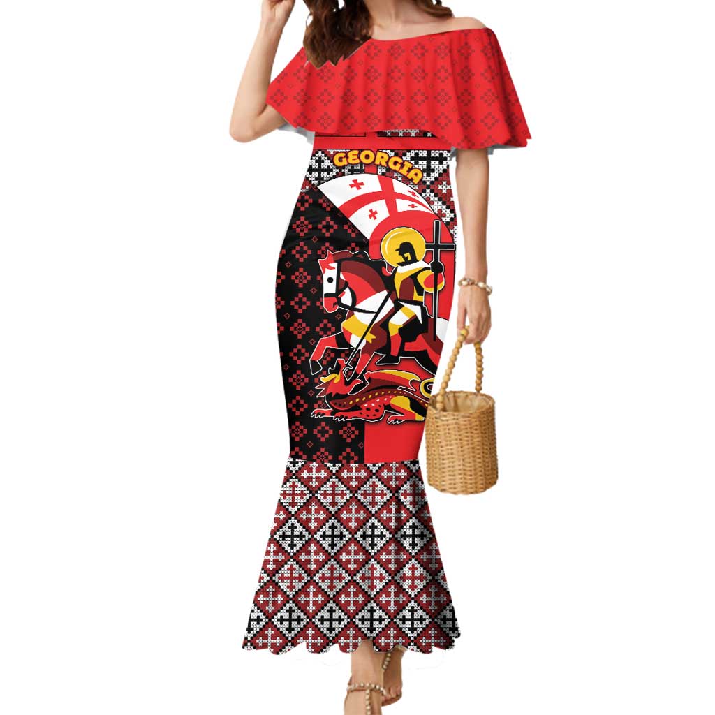 Personalized Georgia Mermaid Dress Saint George Dragon Slayer Folk Pattern