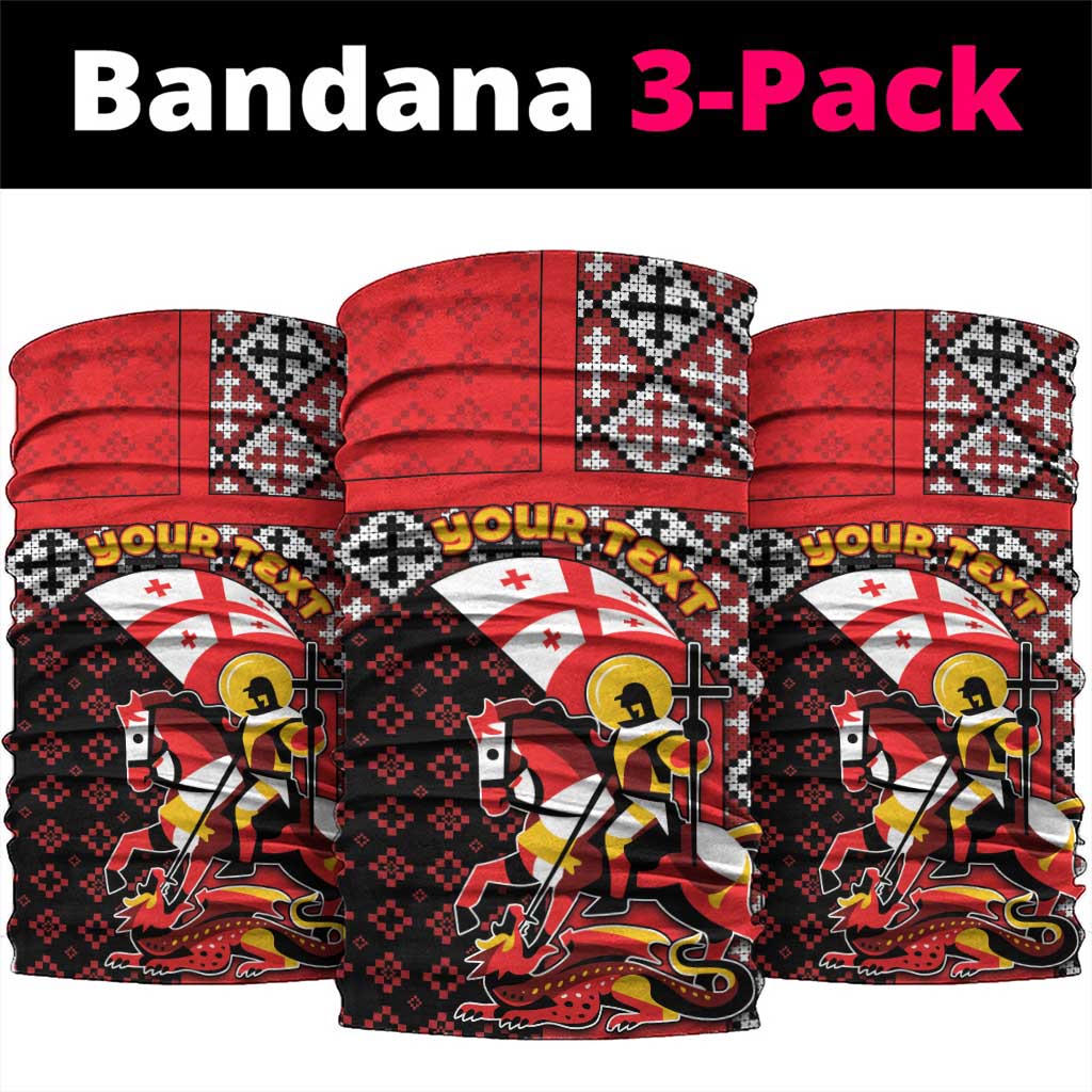 Personalized Georgia Neck Gaiter Saint George Dragon Slayer Folk Pattern