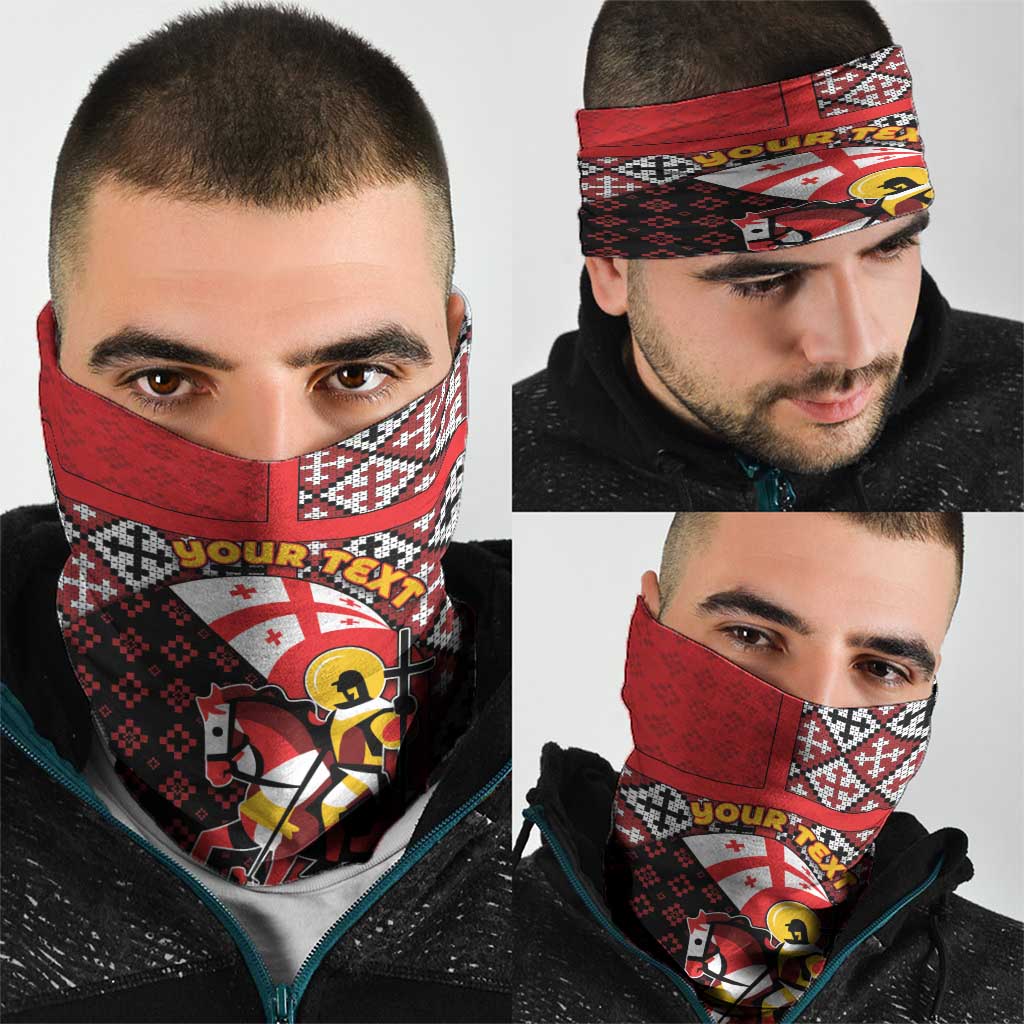 Personalized Georgia Neck Gaiter Saint George Dragon Slayer Folk Pattern
