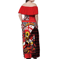 Personalized Georgia Off Shoulder Maxi Dress Saint George Dragon Slayer Folk Pattern