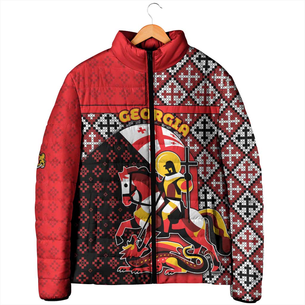 Personalized Georgia Padded Jacket Saint George Dragon Slayer Folk Pattern