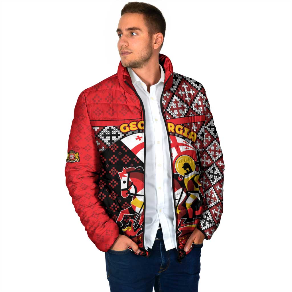Personalized Georgia Padded Jacket Saint George Dragon Slayer Folk Pattern