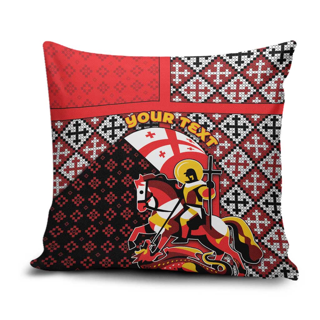 Personalized Georgia Pillow Cover Saint George Dragon Slayer Folk Pattern