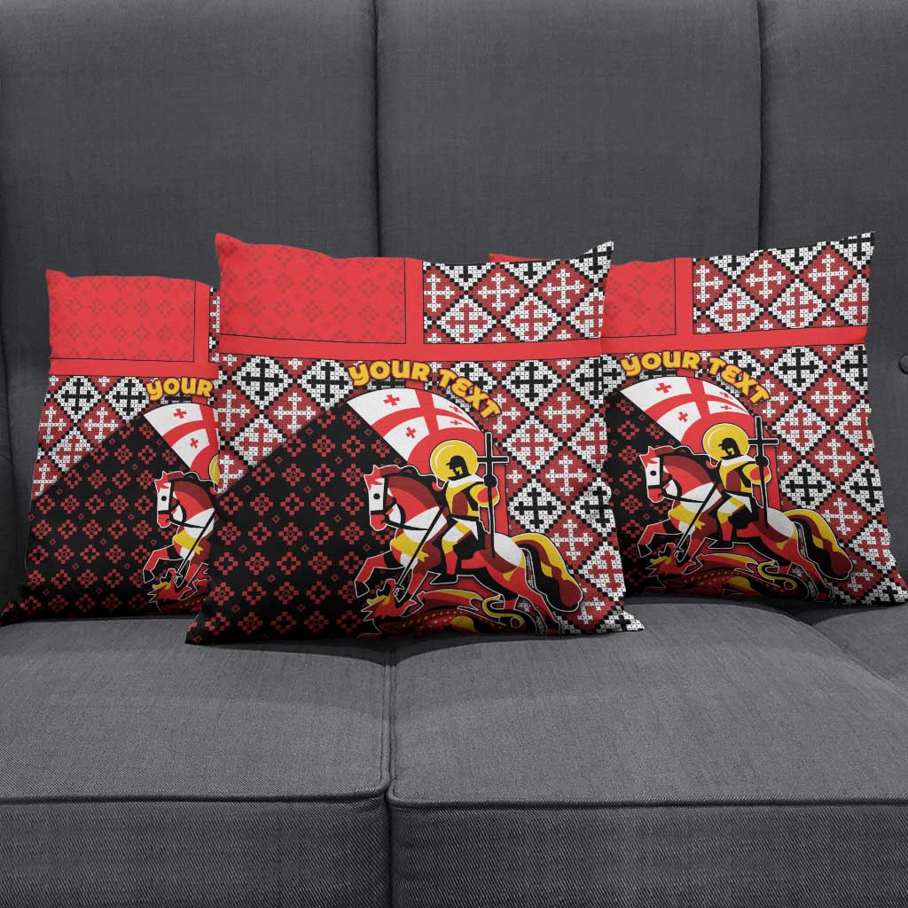 Personalized Georgia Pillow Cover Saint George Dragon Slayer Folk Pattern