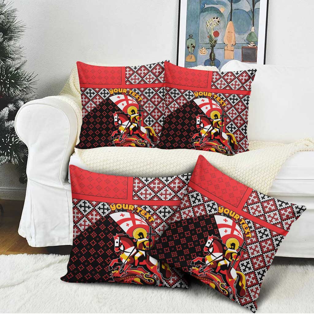 Personalized Georgia Pillow Cover Saint George Dragon Slayer Folk Pattern