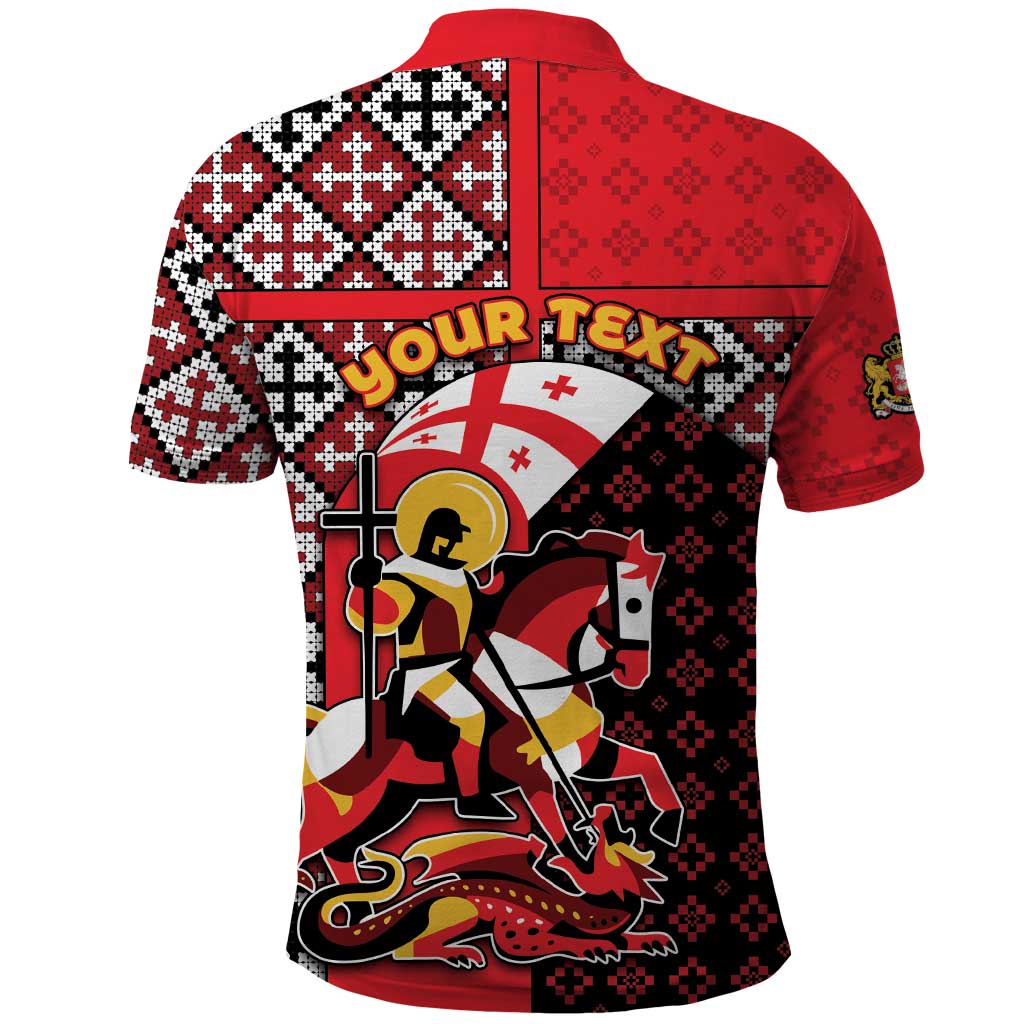 Personalized Georgia Polo Shirt Saint George Dragon Slayer Folk Pattern