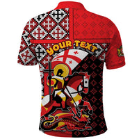 Personalized Georgia Polo Shirt Saint George Dragon Slayer Folk Pattern