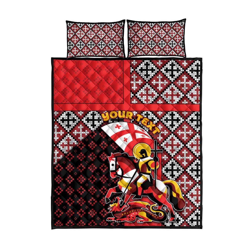 Personalized Georgia Quilt Bed Set Saint George Dragon Slayer Folk Pattern
