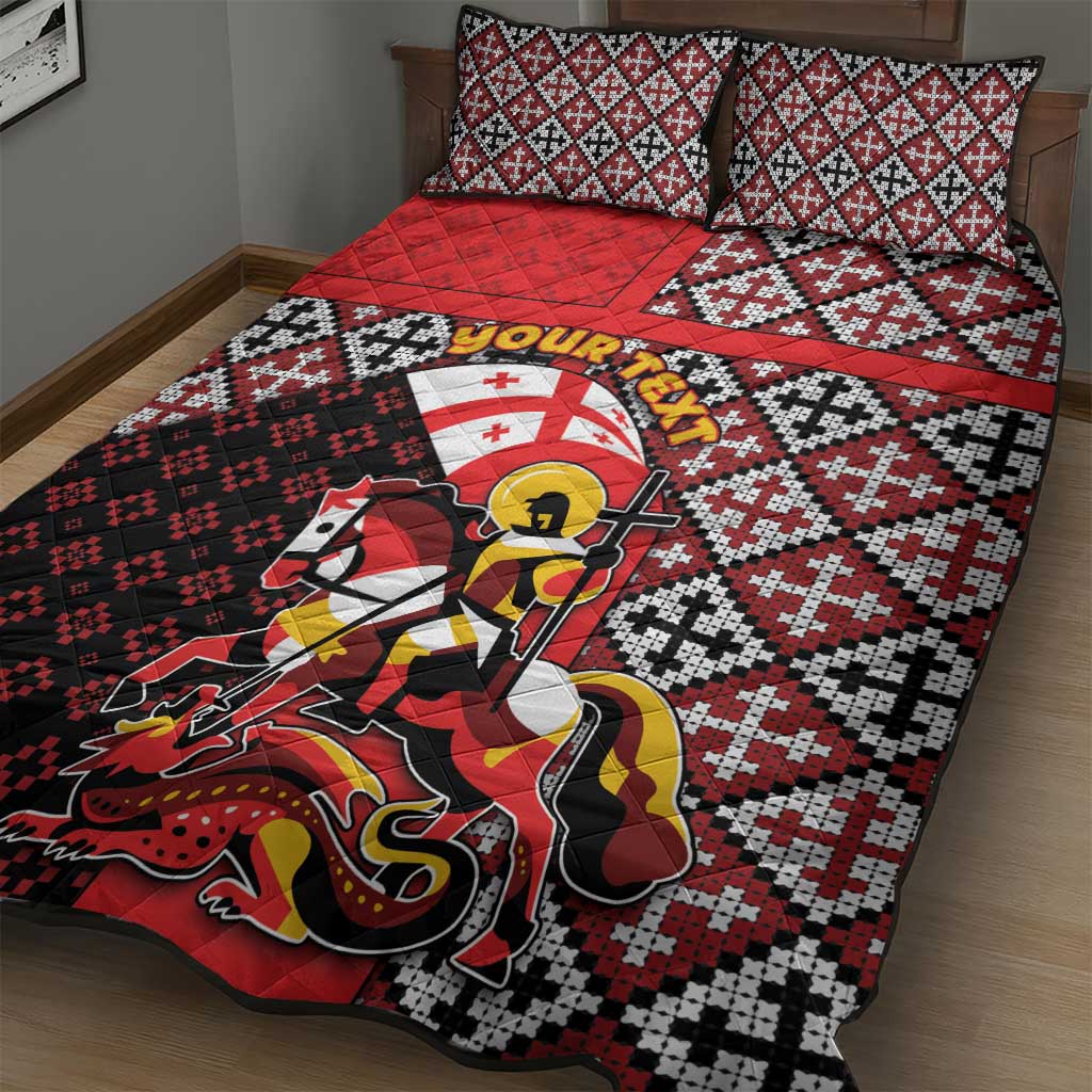 Personalized Georgia Quilt Bed Set Saint George Dragon Slayer Folk Pattern
