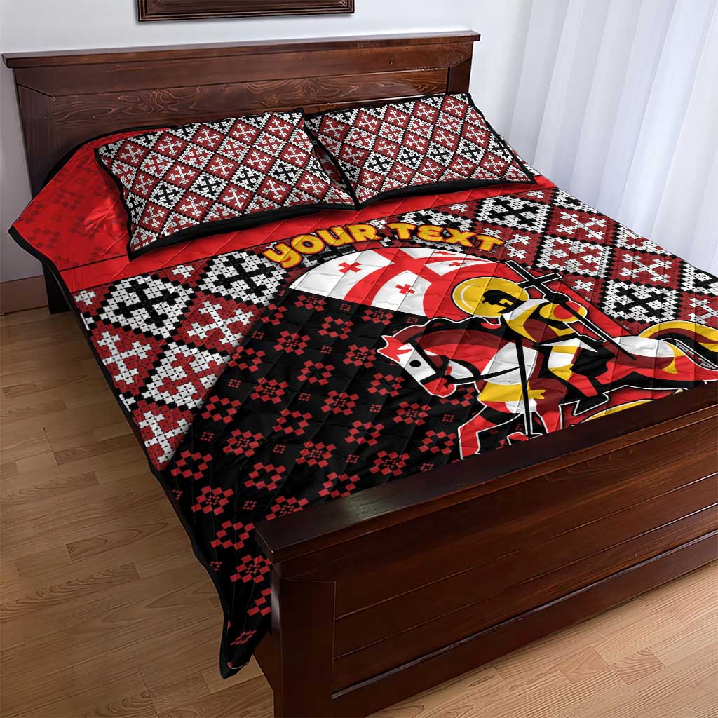 Personalized Georgia Quilt Bed Set Saint George Dragon Slayer Folk Pattern