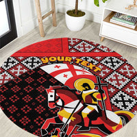 Personalized Georgia Round Carpet Saint George Dragon Slayer Folk Pattern