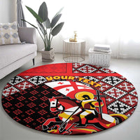Personalized Georgia Round Carpet Saint George Dragon Slayer Folk Pattern