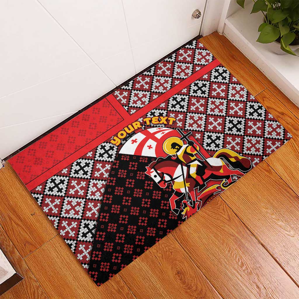 Personalized Georgia Rubber Doormat Saint George Dragon Slayer Folk Pattern