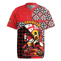 Personalized Georgia Rugby Jersey Saint George Dragon Slayer Folk Pattern