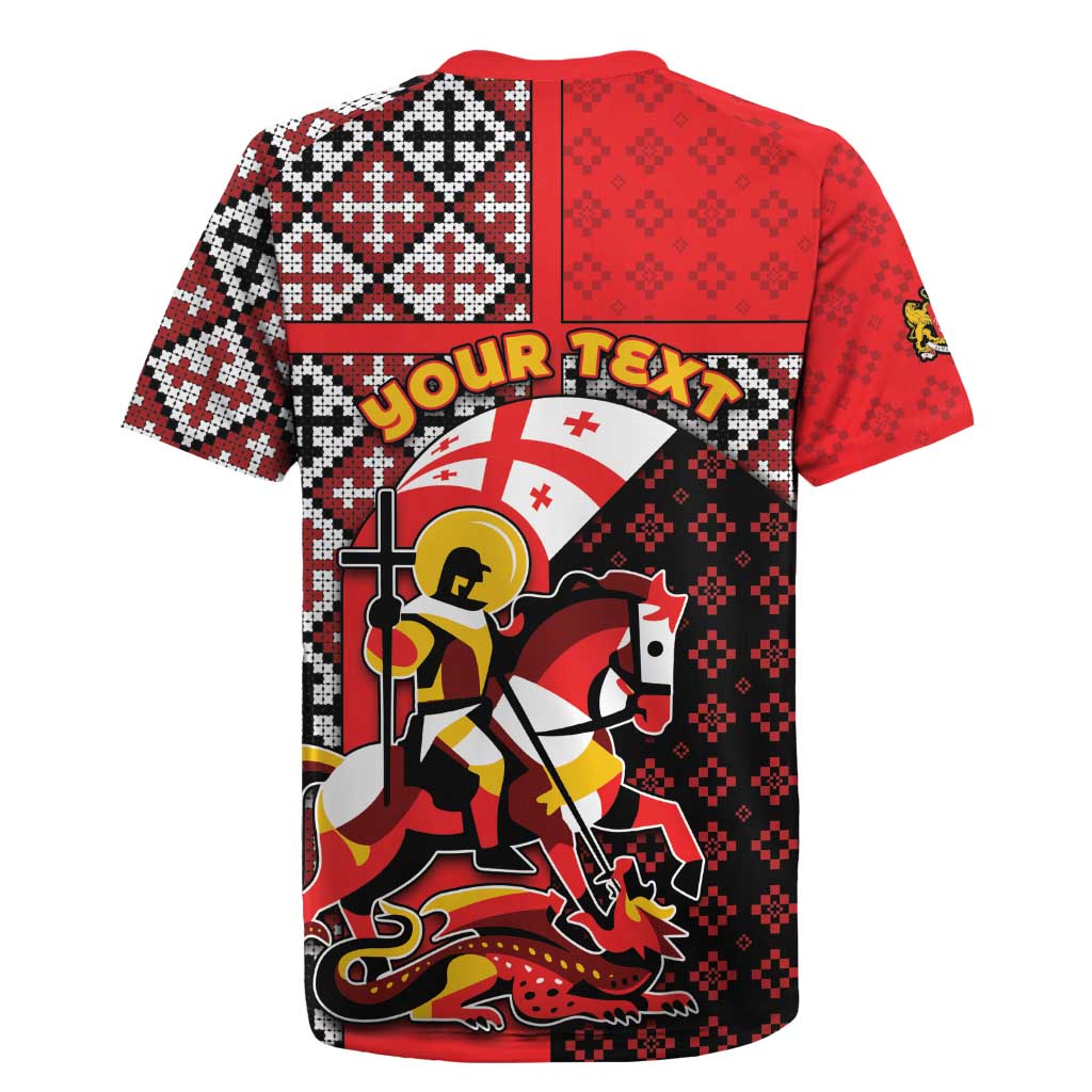 Personalized Georgia Rugby Jersey Saint George Dragon Slayer Folk Pattern