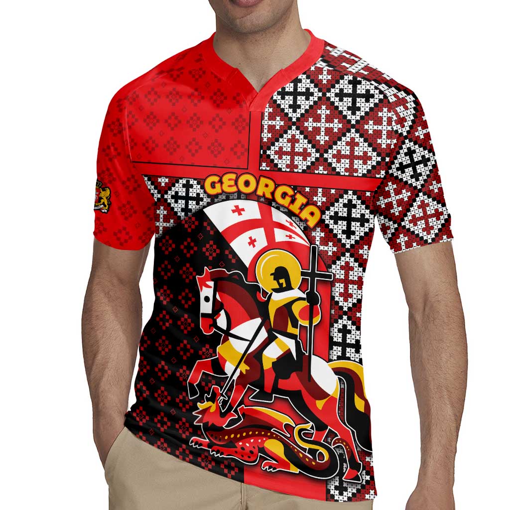 Personalized Georgia Rugby Jersey Saint George Dragon Slayer Folk Pattern