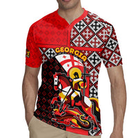 Personalized Georgia Rugby Jersey Saint George Dragon Slayer Folk Pattern